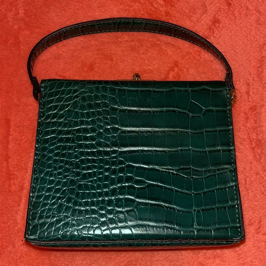 Forever 21 Dark Green Crocodile-Embossed Mini Bag
